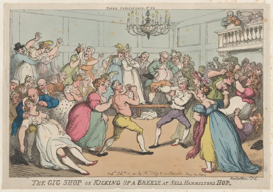 The Gig Shop or Kicking Up a Breeze at Nell Hammiltons Hop by Thomas Tegg