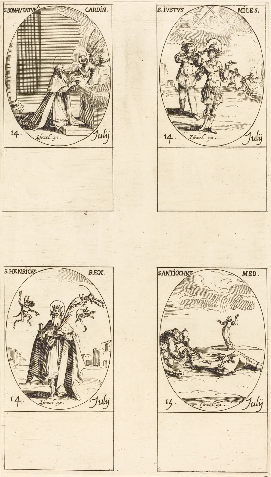 St. Bonaventura; St. Justus; St. Henry, Emperor; St. Antiochus by Jacques Callot
