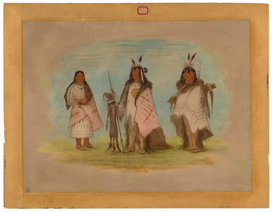 Two Blackfoot Warriors and a Woman by George Catlin