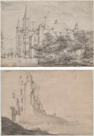Zuylen Castle, near Utrecht (recto)/Ruin of the huis Ter Kleef, near Haarlem (verso)