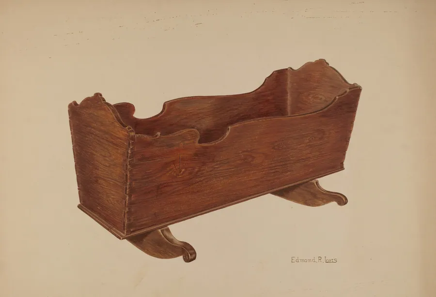 Wooden Cradle by Edmond Lorts