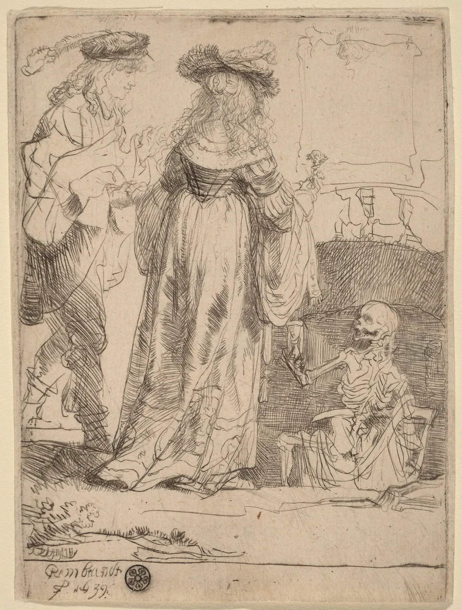 Death Appearing to a Wedded Couple from an Open Grave by Rembrandt van Rijn