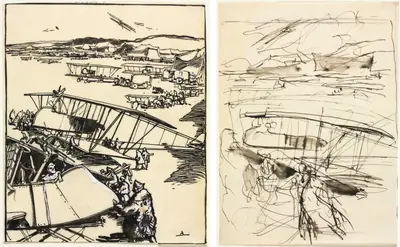 Avions reposant sur le terrain (recto and verso)