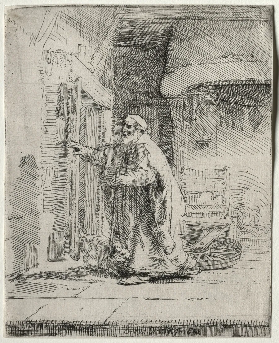 The Blindness of Tobit:  The Larger Plate by Rembrandt van Rijn