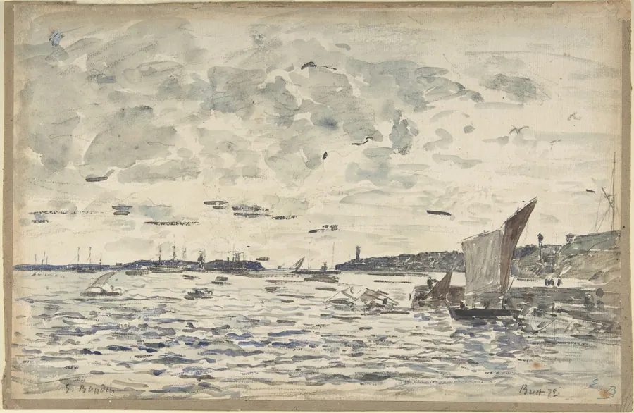 Harbor, Brest by Eugène Boudin