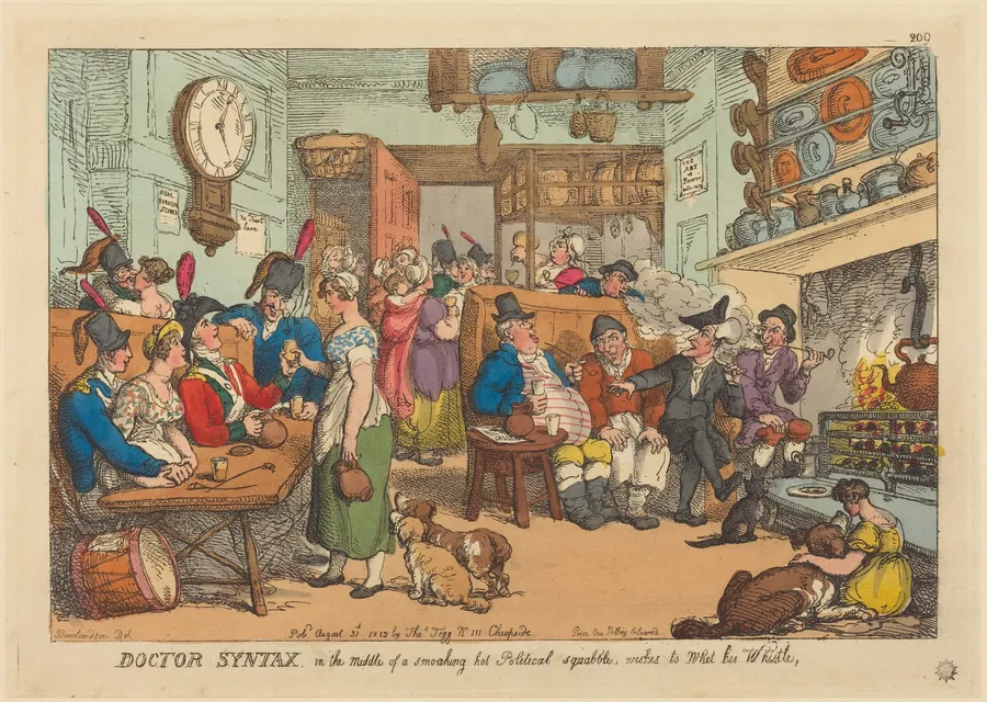 Doctor Syntax, in the Middle of a Smoking HotPolitical Squabble, wishes to Wet his W histle by Thomas Rowlandson