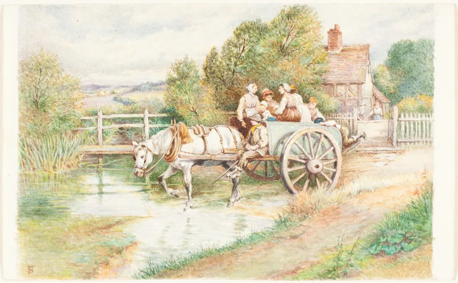 Children in a Cart by Myles Birket Foster
