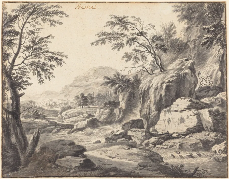 Classical Landscape with a Waterfall by Wilhelm von Bemmel