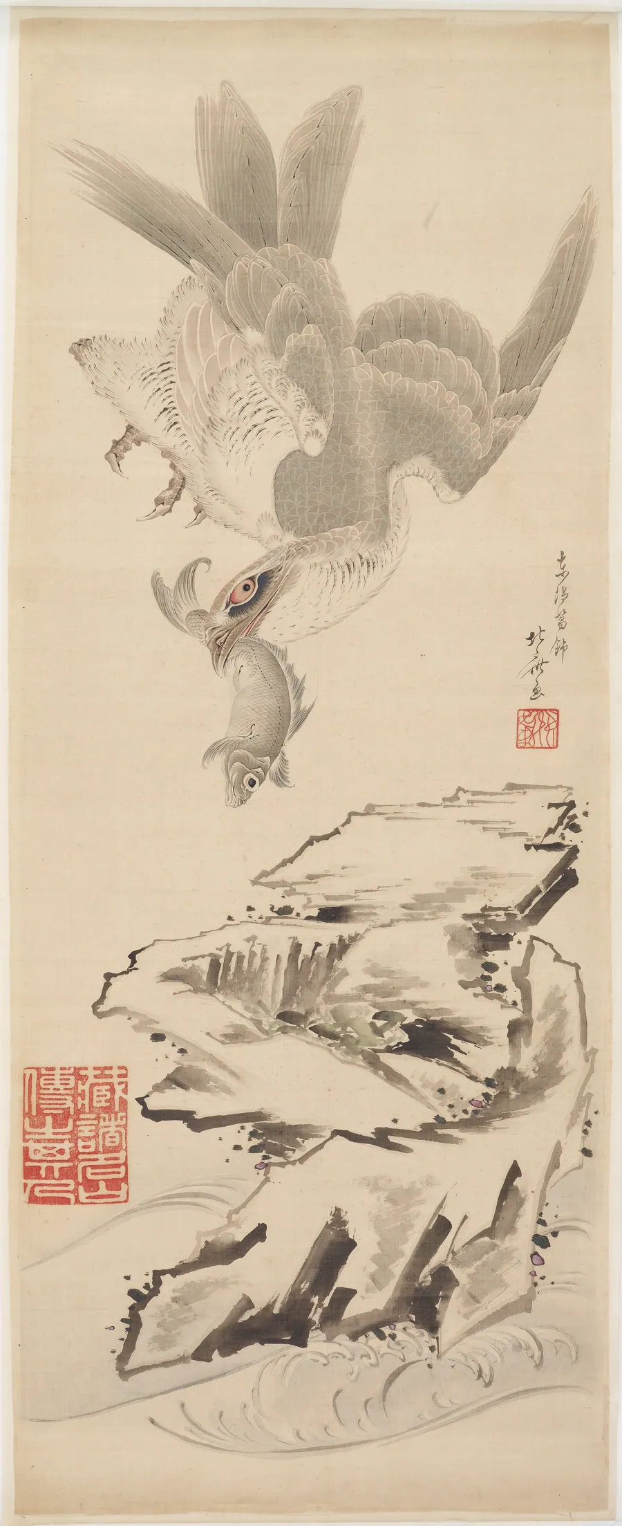 Hawk and fish by Katsushika Hokusai 葛飾北斎 (1760-1849)