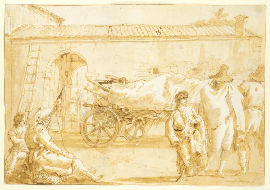 Peasants with a Farm-cart by Giovanni Domenico Tiepolo