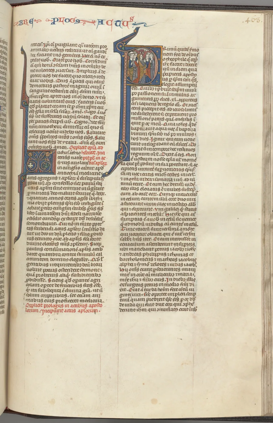 74. Fol. 463r, Acts, historiated initial P, the Ascension