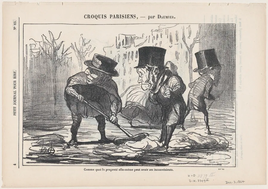 Which shows that even cleanliness can be hazardous, from 'Parisian sketches,' published in Le Journal pour Rire, December 3, 1864 by Honoré Daumier