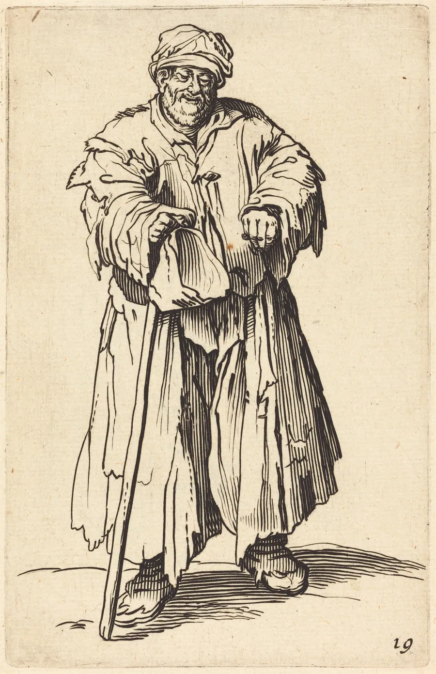 Fat Beggar with Eyes Cast Down by French 17th Century