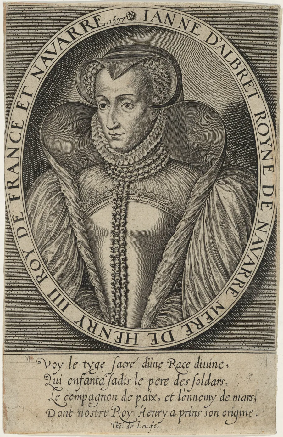 Jeanne D'Albret, Queen of Navarre, Mother of Henry IV of France by Thomas de Leu