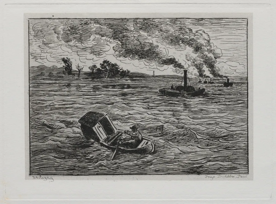 The Boat Trip: The Steamboats or Watch Out for the Steamers by Charles François Daubigny