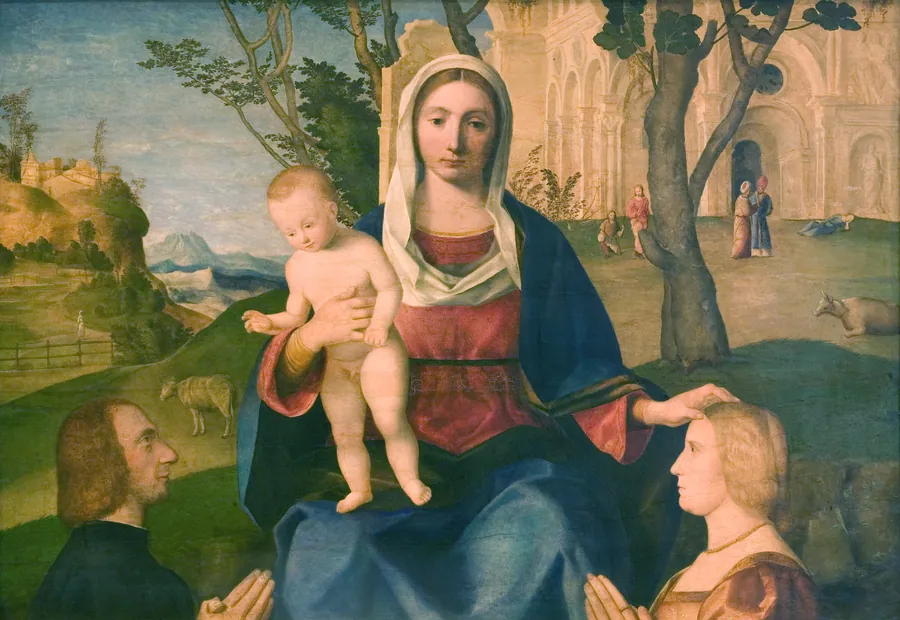 Madonna med Barnet og to stiftere by Vincenzo Catena