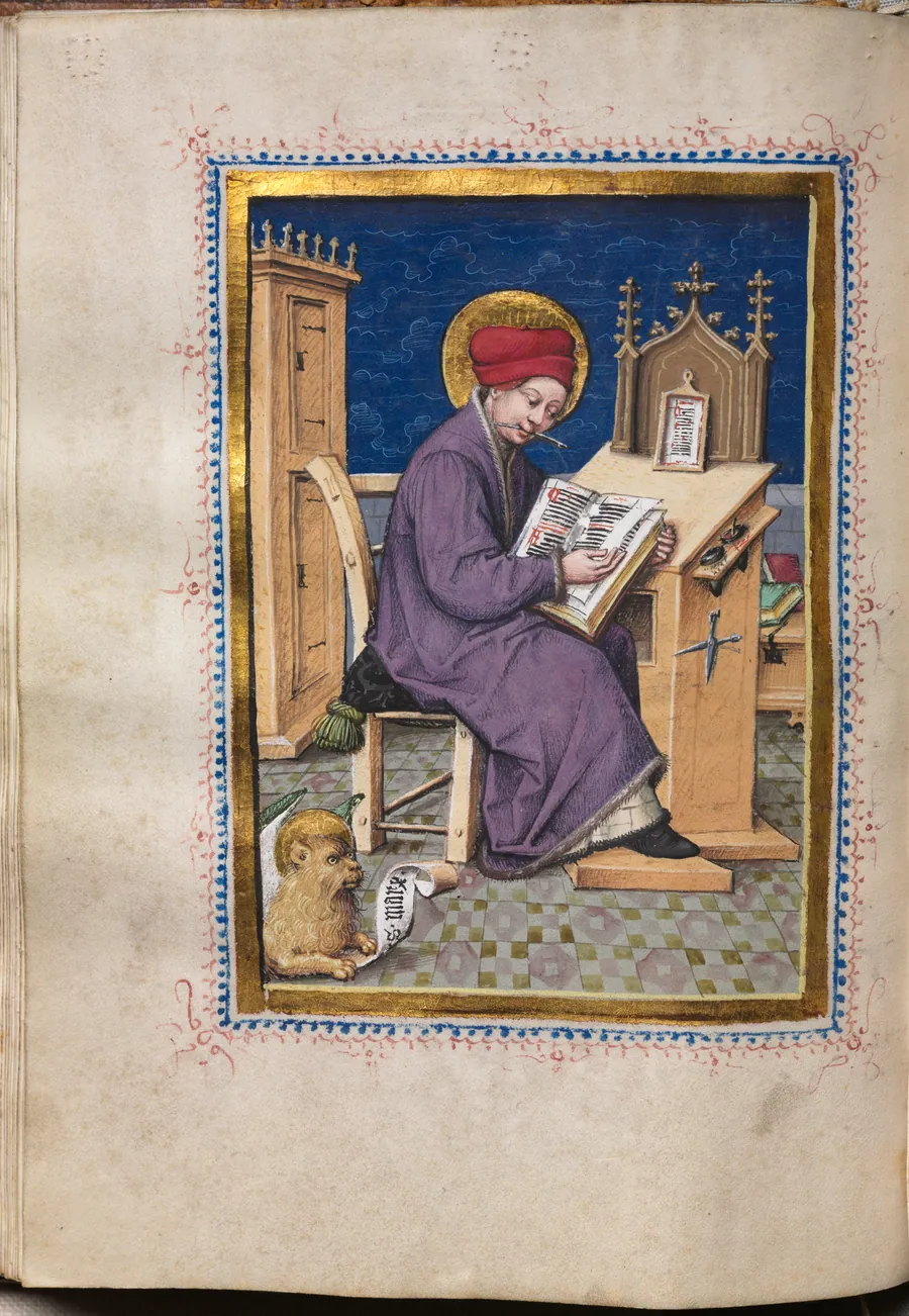 Gospel Book with Evangelist Portraits: Saint Mark by Master of the House-Book