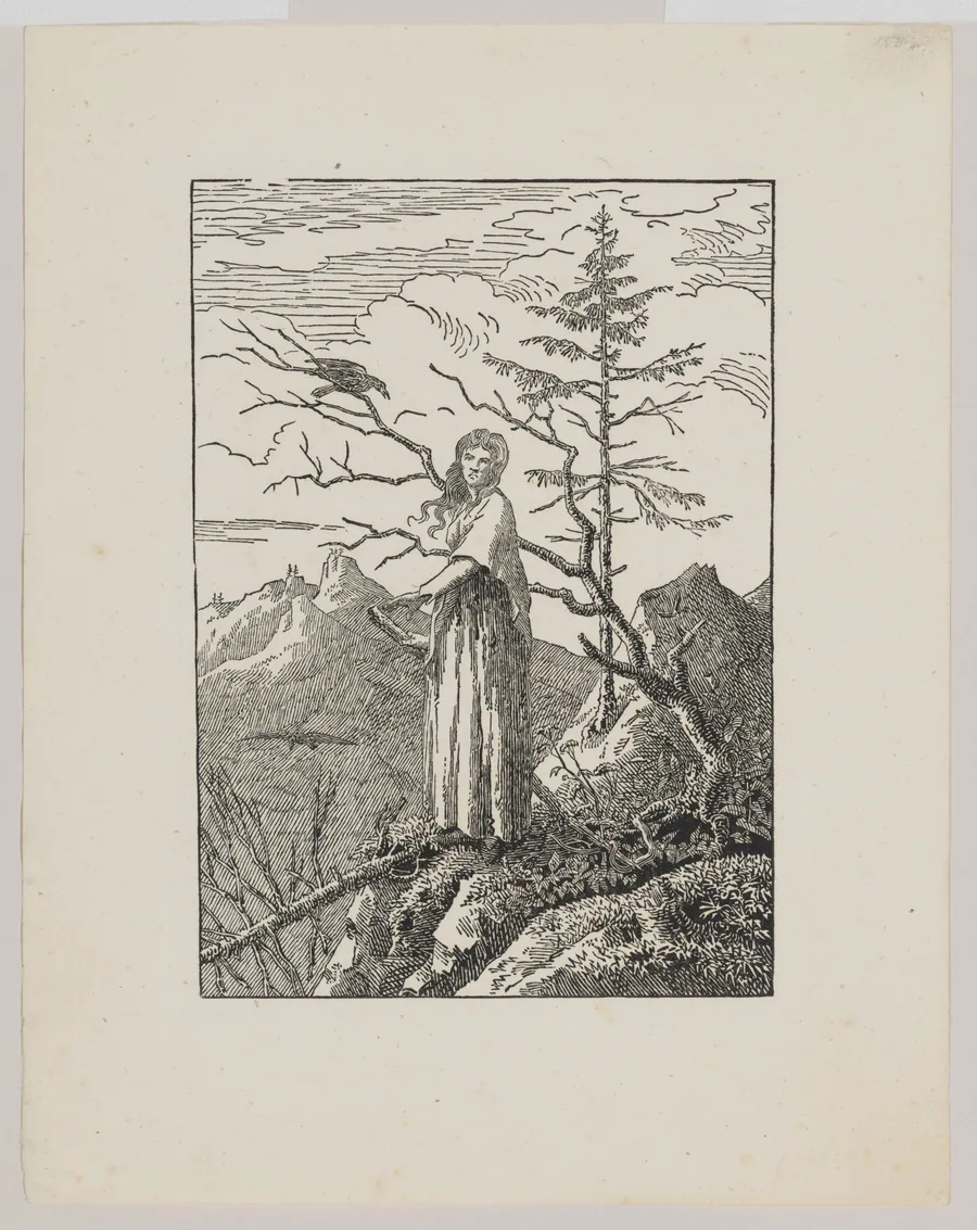 Woman with a Raven (Die Frau mit dem Raben am Abgrund) by Christian Friedrich