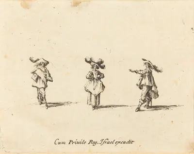 Lady with Large Plumes, and Two Gentlemen