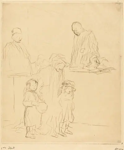 La sortie de l'audience (1ère planche) (Coming Out of the Hearing) (first plate)