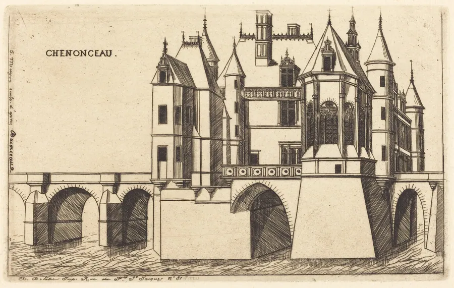 Chateau de Chenonceau, 2e planche (The Chateau of Chenonceau, 2nd plate) by Charles Meryon