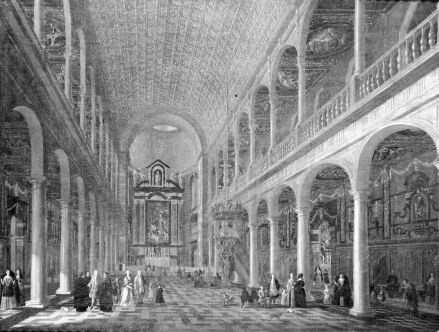 Det indre af Jesuiterkirken i Antwerpen by Jacob Balthasar Peeters