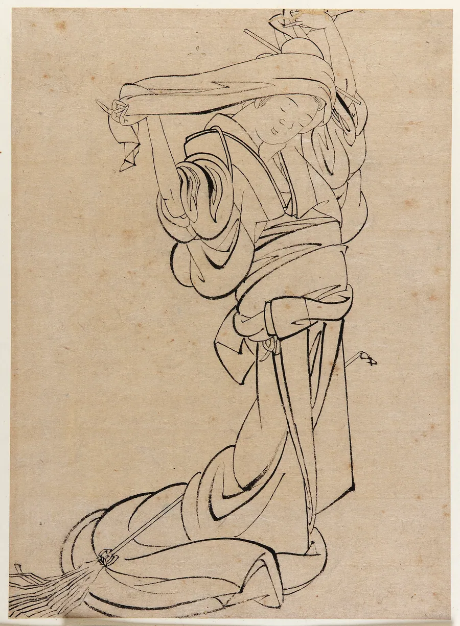 Maiden playing a samisen by Katsushika Hokusai 葛飾北斎 (1760-1849)
