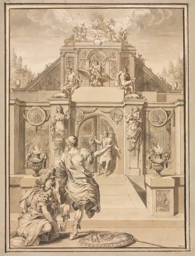 Perseus and Minerva before a Temple