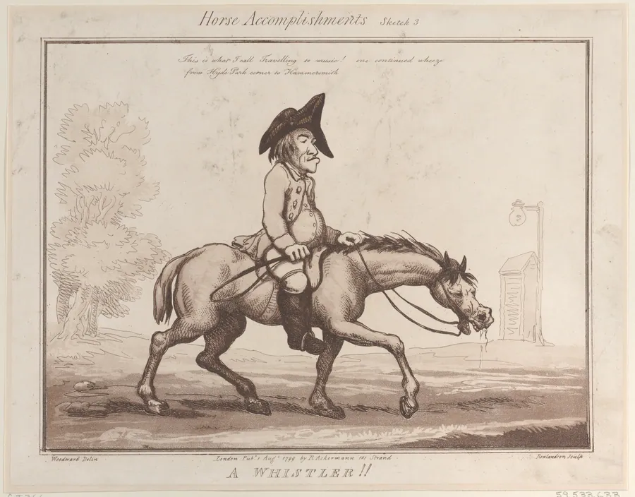 Horse Accomplishments, Sketch 3: A Whistler !! by Rudolph Ackermann, London