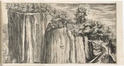 View of the Mountain of La Verna from the Road of Casentino (Vue de la montagne della Vernia...) [plate A]