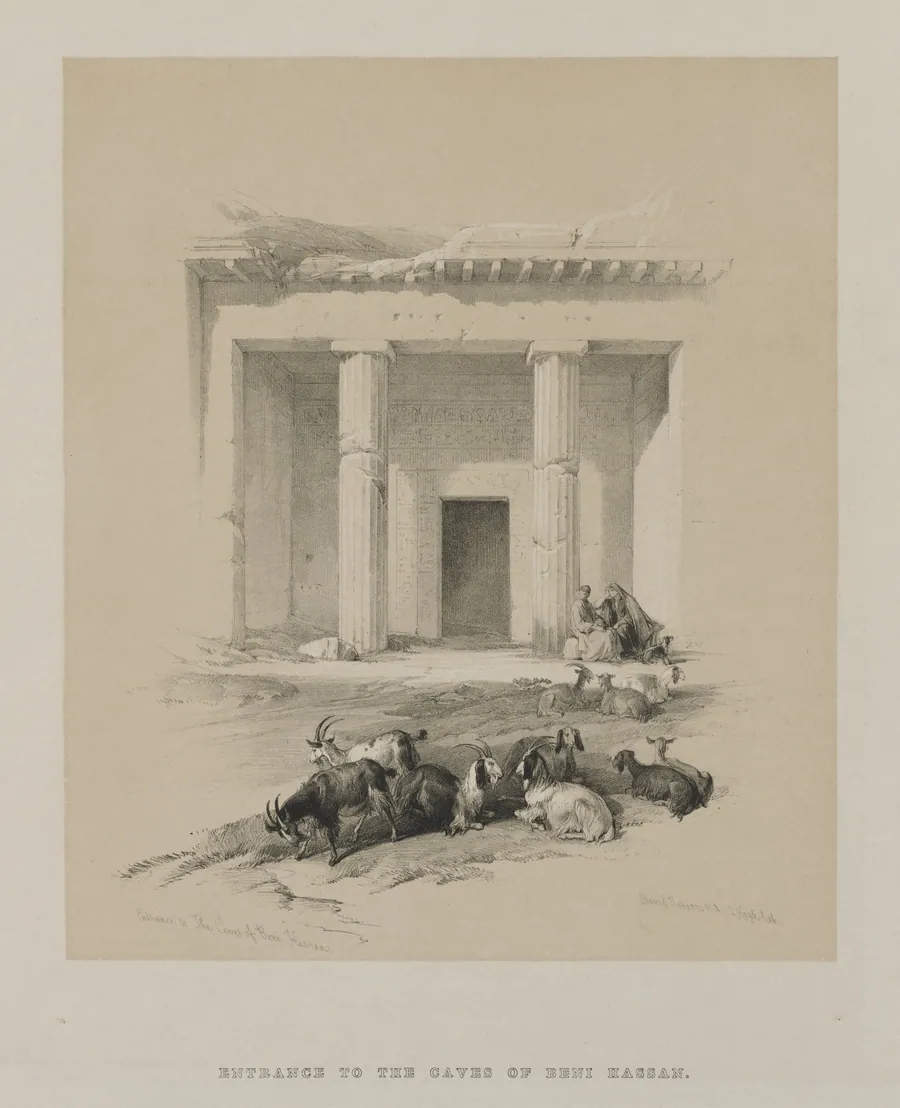 Egypt and Nubia, Volume I: Entrance to the Caves of Beni-Hasan by Louis Haghe