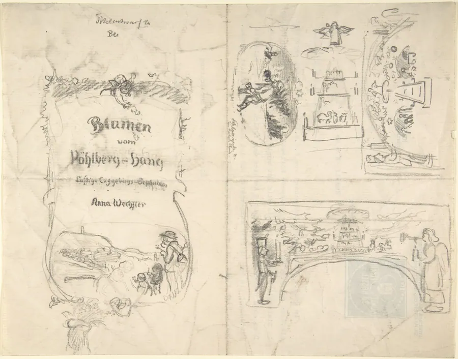 Studies for the title page and vignettes for Blumen vom Pöhlberg-Hang by Anna Wechsler by Anonymous, German, 19th century
