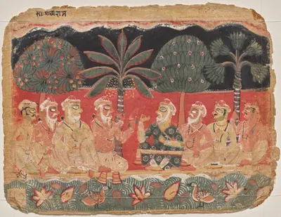 Nanda and the elders, page from a Bhagavata Purana