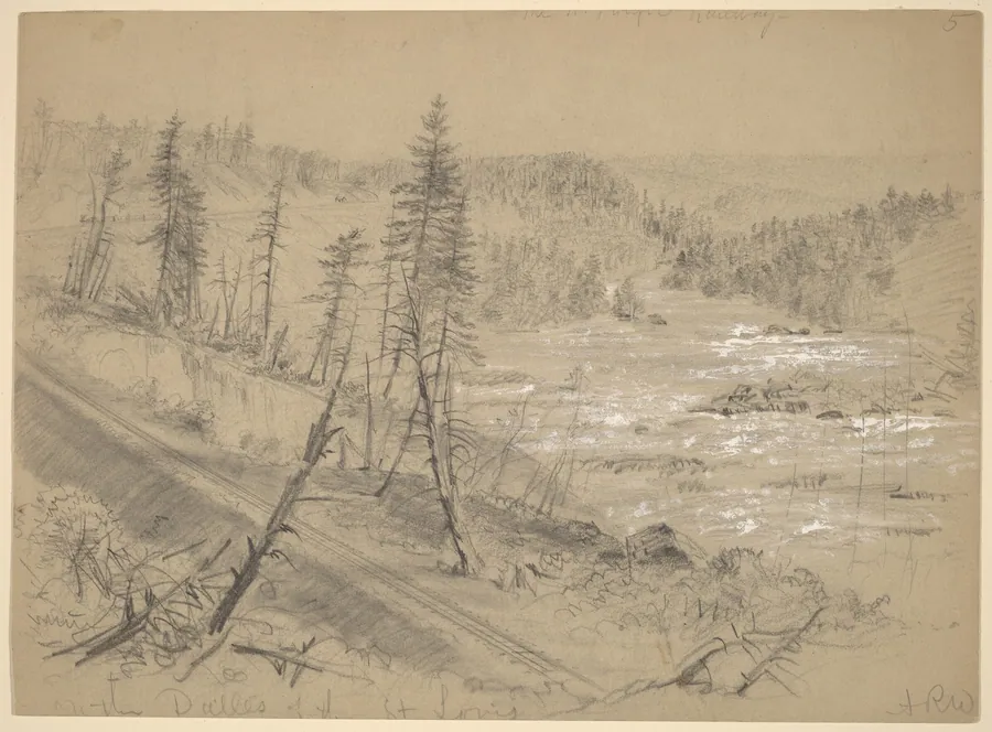 Railroad on the Dalles of the St. Louis by Alfred R. Waud