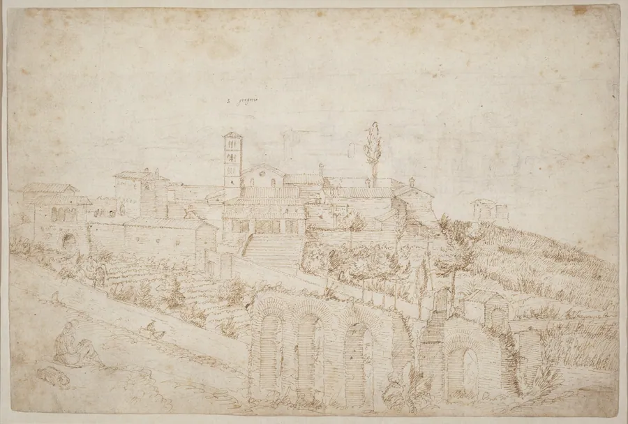 The Church of S. Gregorio Magno on the Celian Hill (verso) by Netherlandish 16th Century