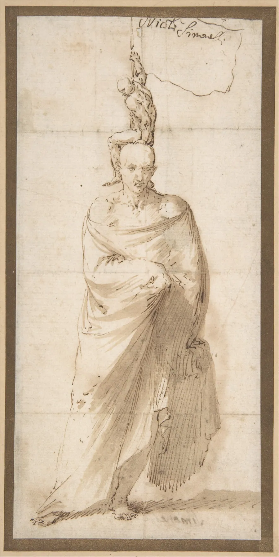 Man Wearing a Large Cloak and a Small Naked Man on His Head by Jusepe de Ribera (called Lo Spagnoletto)