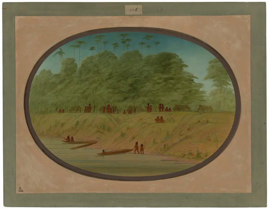A Small Village - Payaguas Indians by George Catlin