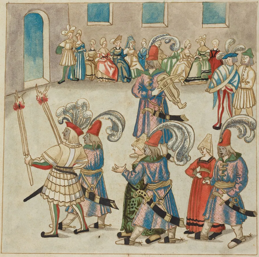 Two Dancing Couples Led by Torch-bearing Knights by German 16th Century