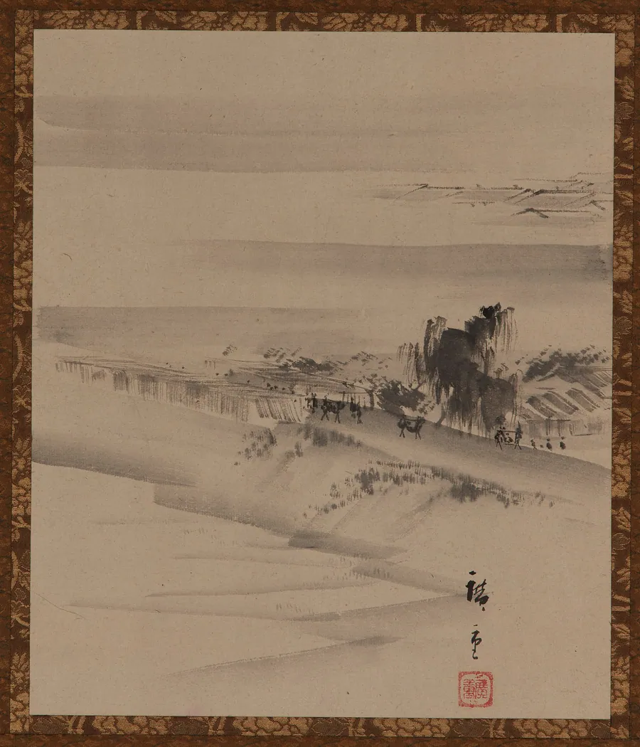 Landscape: river, town and mist by Utagawa Hiroshige II 歌川広重 二世 (1826-1869)