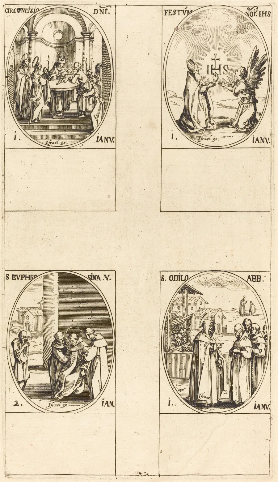 Circumcision; Festival of Name of Christ; St. Odilo; St. Euphrosyna by Jacques Callot