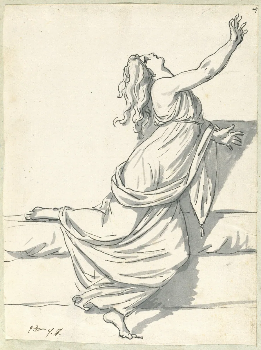 A Distraught Woman with Her Head Thrown Back by Jacques-Louis David