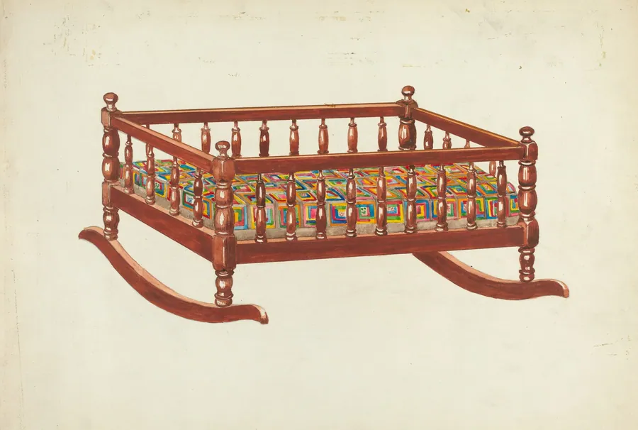 Doll's Cradle and Quilt by Margaret Linsley