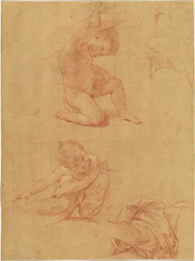 Two Nude Children Lifting a Cudgel