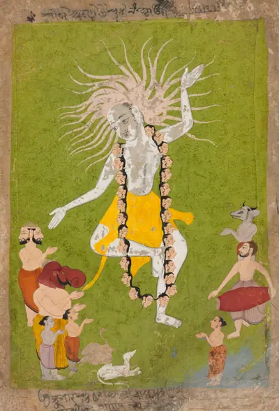 God Shiva in His Ferocious Aspect as Mahakala Dancing