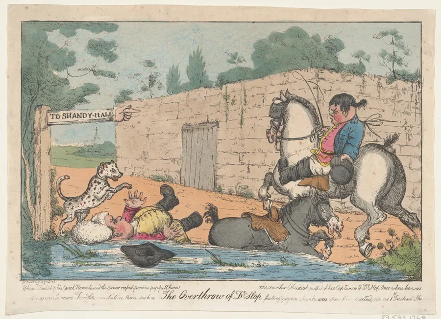 The Overthrow of Dr. Slop (Tristram Shandy) by Henry William Bunbury