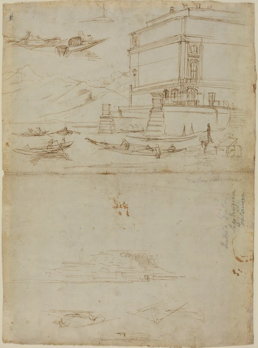 Studies of Lago Maggiore and and the Entrance to a Palazzo by Gaspar van Wittel