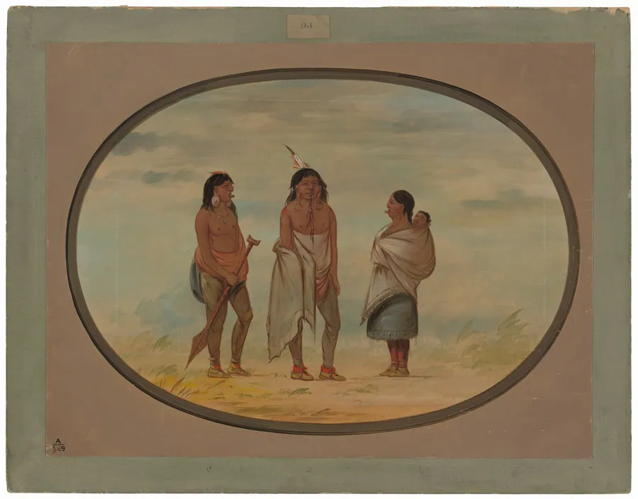 Nayas Indian Chief, His Wife, and a Warrior by George Catlin