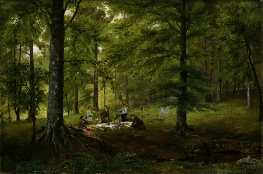 Untitled--Picnic Scene by J. M. Tracy, born Rochester, OH 1844-died Ocean Springs, MS 1893