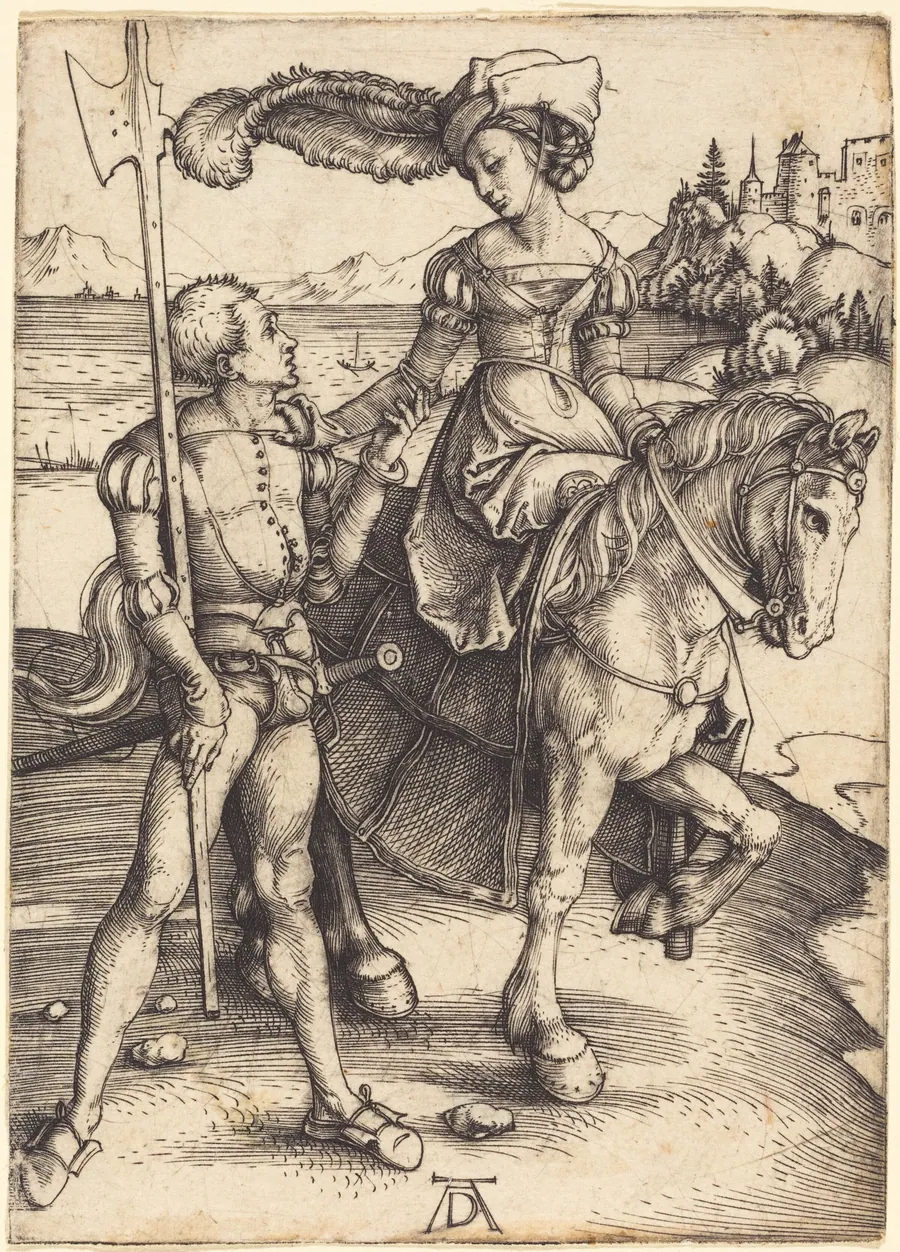 Lady on Horseback and the Lansquenet by Albrecht Dürer