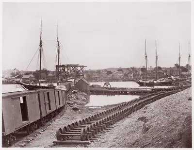 Unloading Supplies for U.S. Military Railroad opposite Richmond, Virginia